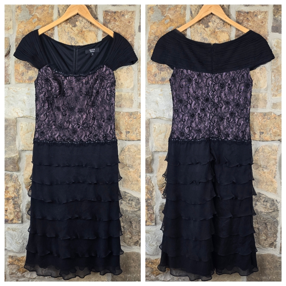 Tadashi Shoji Tiered Ruffle Lace Dress
